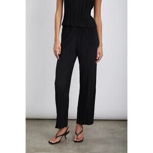 Rails Womens Rowan Pleated Pull On Pants Black Straight Leg Elastic Waist NWT XL